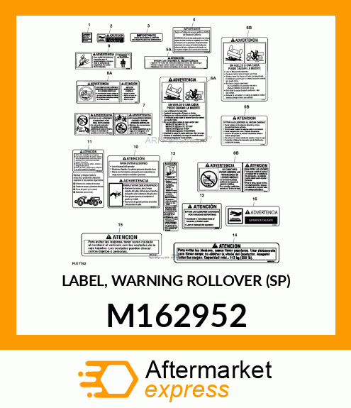 LABEL, WARNING ROLLOVER (SP) M162952