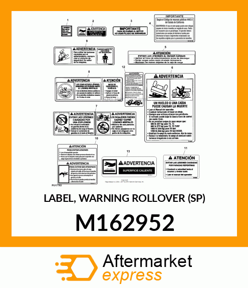 LABEL, WARNING ROLLOVER (SP) M162952