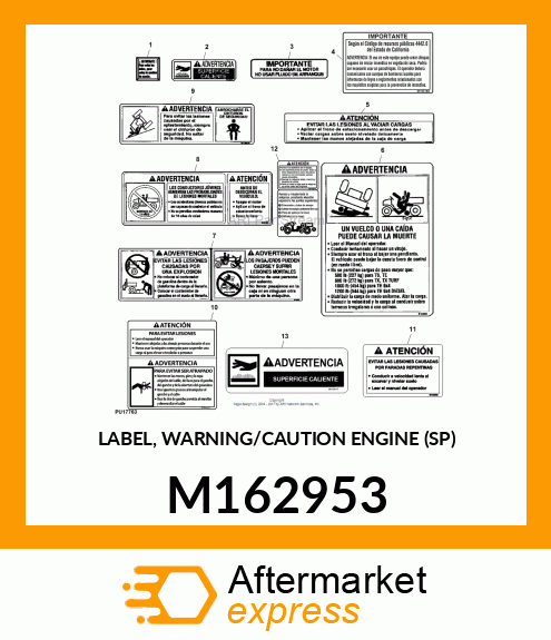 LABEL, WARNING/CAUTION ENGINE (SP) M162953