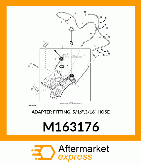 ADAPTER FITTING, 5/16",3/16" HOSE M163176