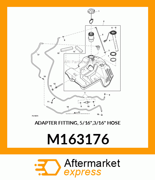 ADAPTER FITTING, 5/16",3/16" HOSE M163176