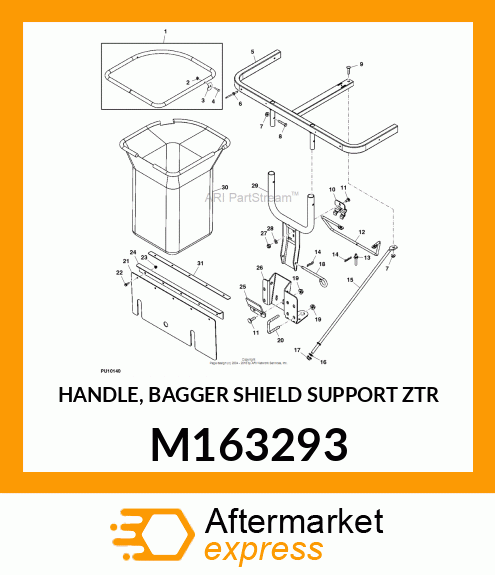 HANDLE, BAGGER SHIELD SUPPORT ZTR M163293