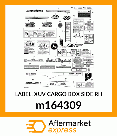 LABEL, XUV CARGO BOX SIDE RH m164309