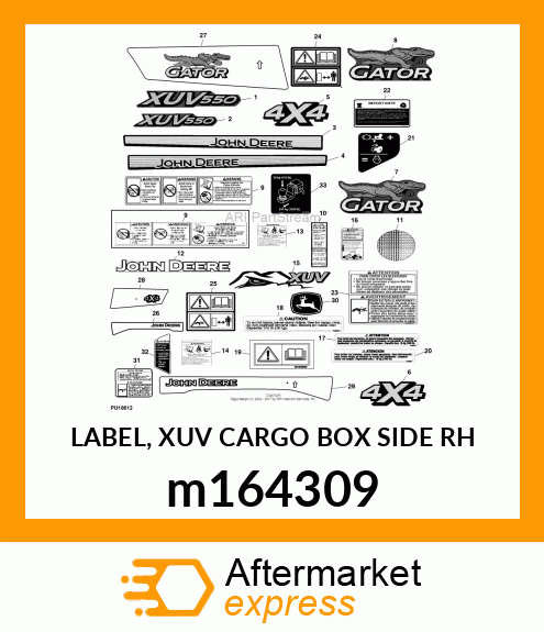 LABEL, XUV CARGO BOX SIDE RH m164309