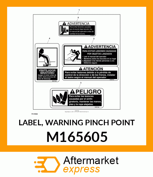 LABEL, WARNING PINCH POINT M165605