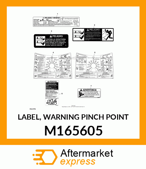 LABEL, WARNING PINCH POINT M165605