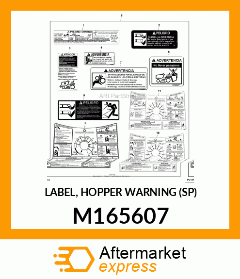 LABEL, HOPPER WARNING (SP) M165607