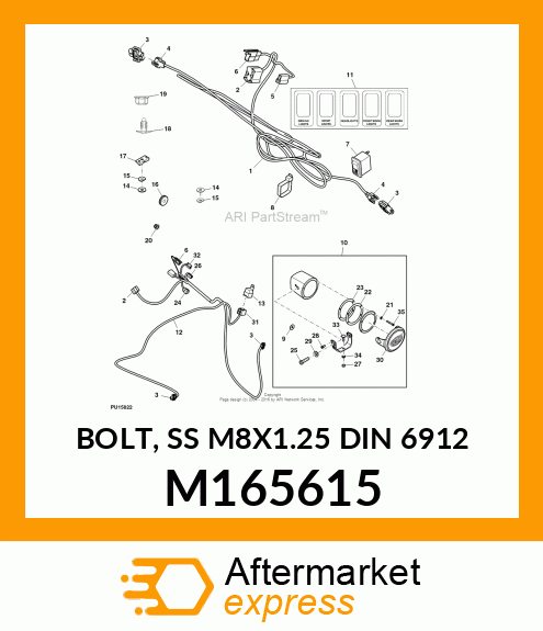 BOLT, SS M8X1.25 DIN 6912 M165615