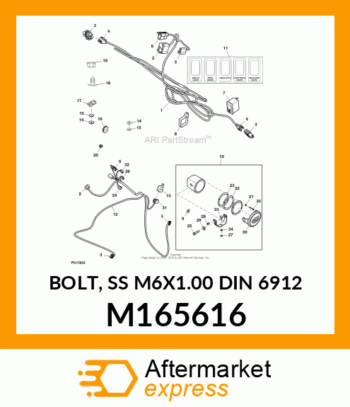 BOLT, SS M6X1.00 DIN 6912 M165616