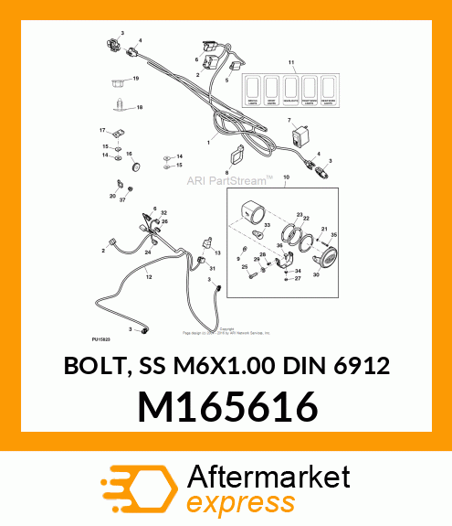 BOLT, SS M6X1.00 DIN 6912 M165616