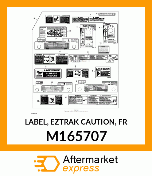 LABEL, EZTRAK CAUTION, FR M165707