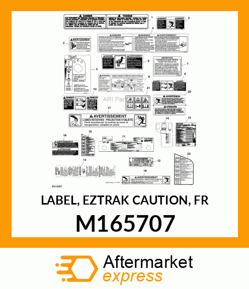 LABEL, EZTRAK CAUTION, FR M165707