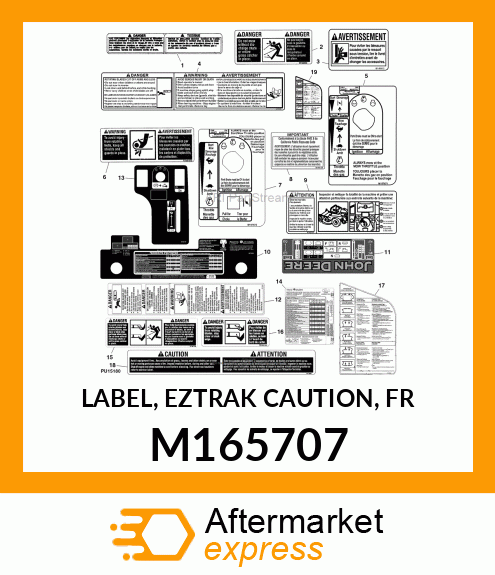 LABEL, EZTRAK CAUTION, FR M165707