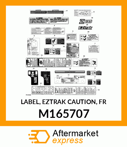 LABEL, EZTRAK CAUTION, FR M165707