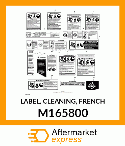 LABEL, CLEANING, FRENCH M165800