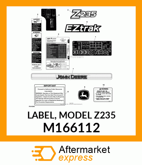 LABEL, MODEL Z235 M166112