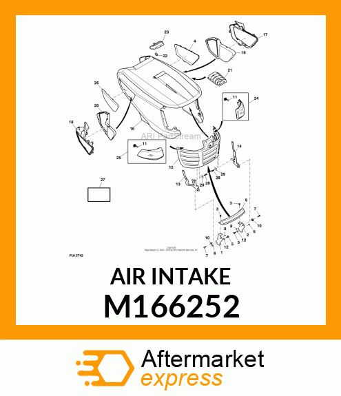 AIR INTAKE, UPPER X7 HOOD M166252