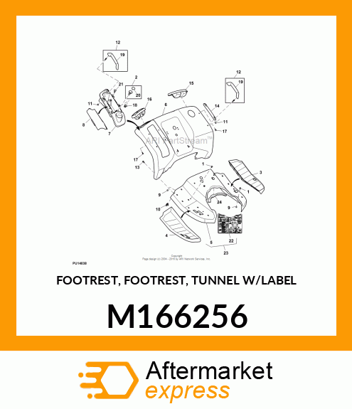 FOOTREST, FOOTREST, TUNNEL W/LABEL M166256