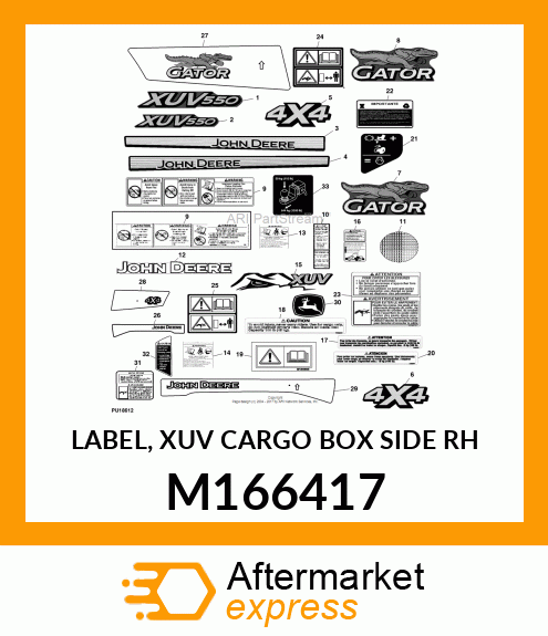 LABEL, XUV CARGO BOX SIDE RH M166417