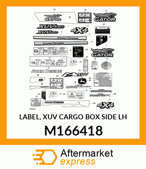 LABEL, XUV CARGO BOX SIDE LH M166418