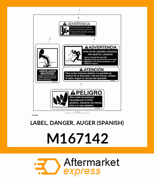 LABEL, DANGER, AUGER (SPANISH) M167142