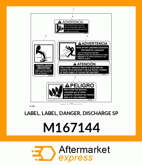 LABEL, LABEL, DANGER, DISCHARGE SP M167144