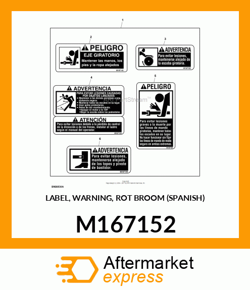 LABEL, WARNING, ROT BROOM (SPANISH) M167152