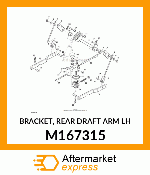 BRACKET, REAR DRAFT ARM LH M167315