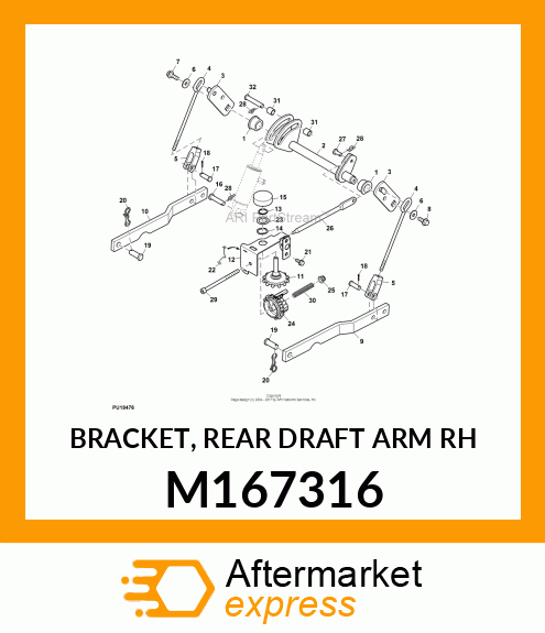 BRACKET, REAR DRAFT ARM RH M167316