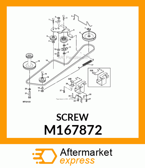 SCREW, M8 X 1.25 X 16 THREAD ROLLIN M167872