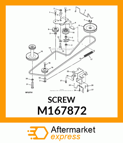 SCREW, M8 X 1.25 X 16 THREAD ROLLIN M167872