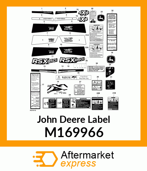 LABEL,MODEL RSX850I HOOD M169966