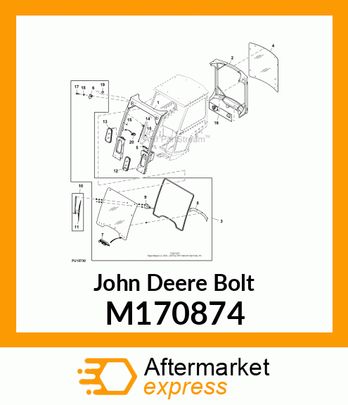 STRIKER BOLT, ROPS CAB MY13 X700 M170874