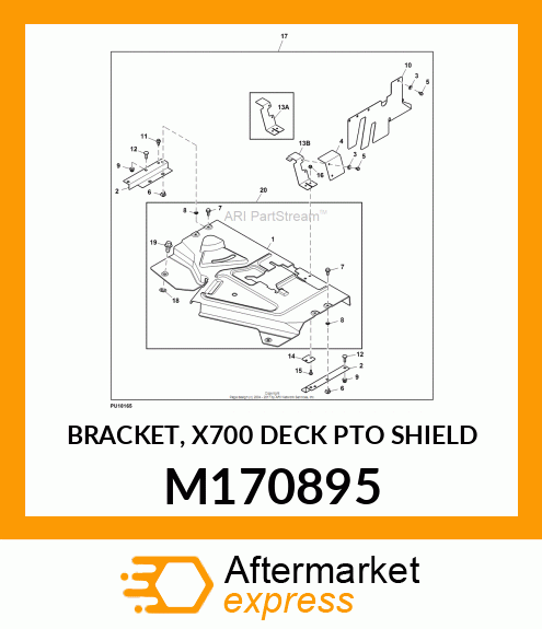 BRACKET, X700 DECK PTO SHIELD M170895