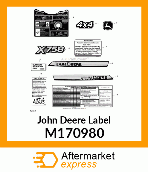 LABEL, SERVICE CHART M170980