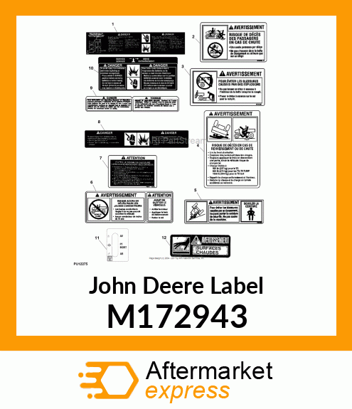 LABEL, BATTERY CAUTION, ENG/FR M172943