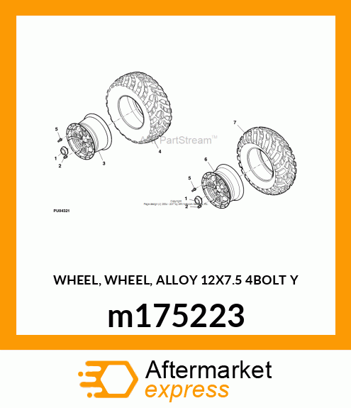 WHEEL, WHEEL, ALLOY 12X7.5 4BOLT Y m175223