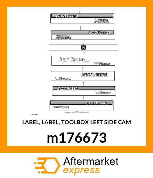 LABEL, LABEL, TOOLBOX LEFT SIDE CAM m176673