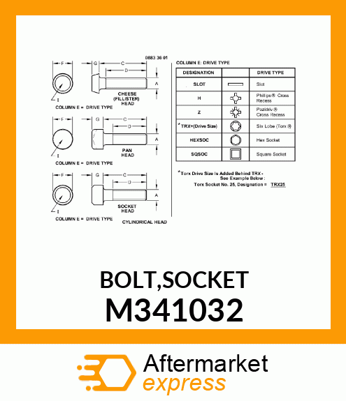 BOLT,SOCKET M341032