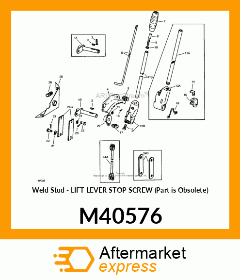 Weld Stud - LIFT LEVER STOP SCREW (Part is Obsolete) M40576