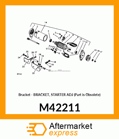 Bracket - BRACKET, STARTER ADJ (Part is Obsolete) M42211