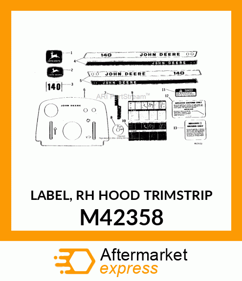 LABEL, RH HOOD TRIMSTRIP M42358