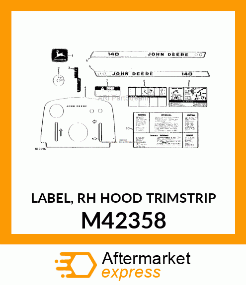 LABEL, RH HOOD TRIMSTRIP M42358