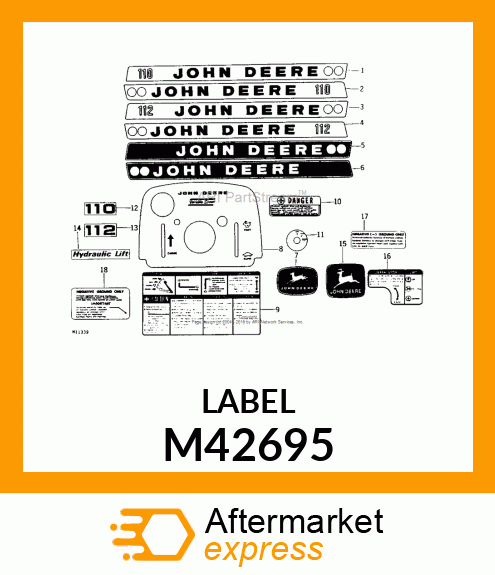 LABEL, LH HOOD TRIMSTRIP M42695