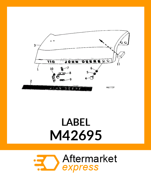 LABEL, LH HOOD TRIMSTRIP M42695