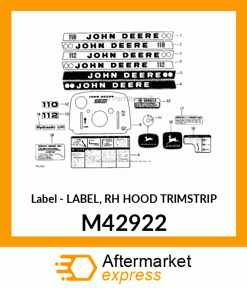 Label - LABEL, RH HOOD TRIMSTRIP M42922