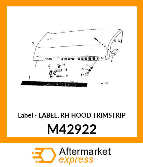 Label - LABEL, RH HOOD TRIMSTRIP M42922