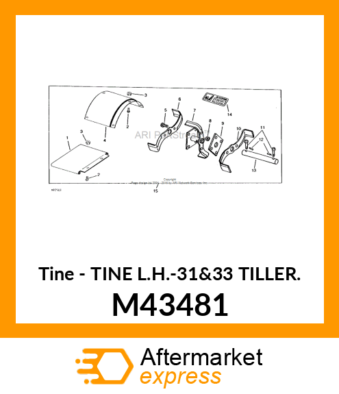 Tine - TINE L.H.-31&33 TILLER. M43481