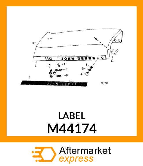 LABEL, RH HOOD TRIMSTRIP M44174