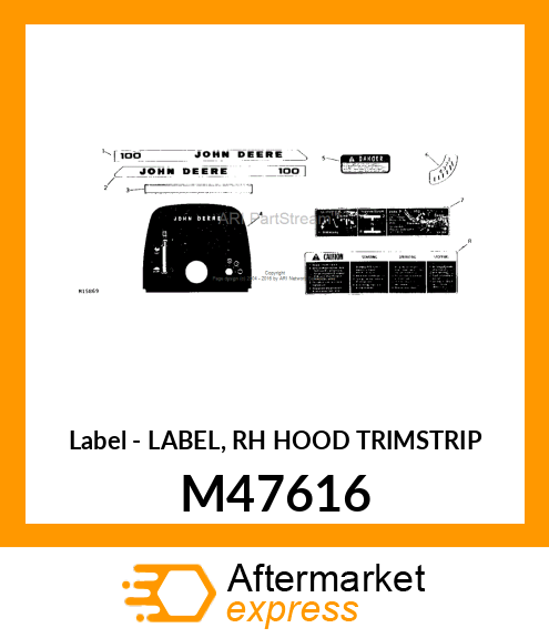Label - LABEL, RH HOOD TRIMSTRIP M47616